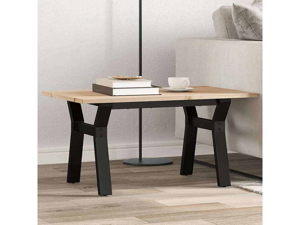 Couchtisch Y-Gestell 80x50x40cm Massivholz Kiefer und Stahl