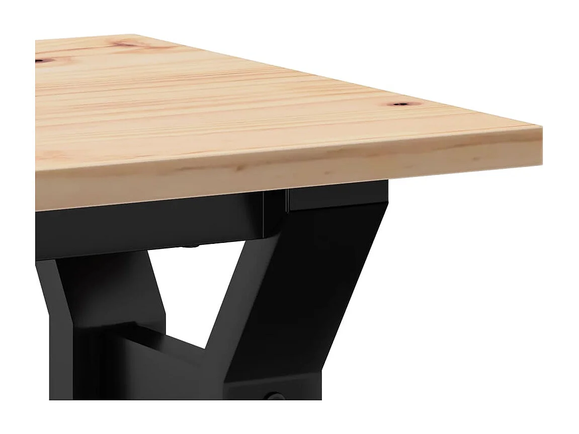 Table basse cadre en Y 40x40x35 cm bois de pin massif et acier