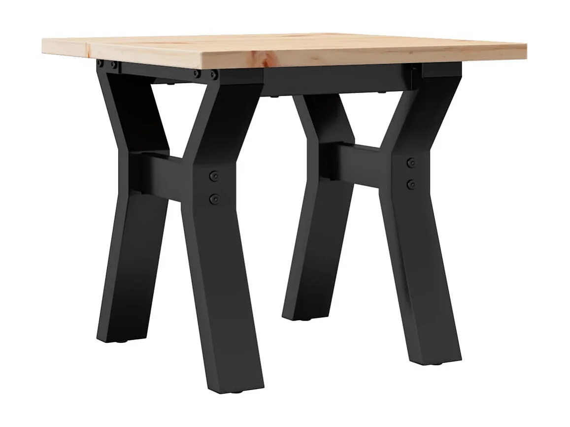 Table basse cadre en Y 40x40x35 cm bois de pin massif et acier