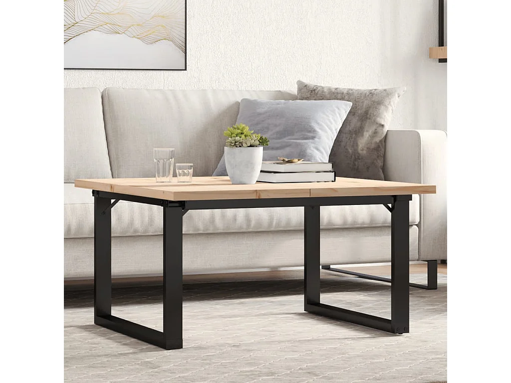 Couchtisch O-Gestell 80x80x45,5cm Massivholz Kiefer & Stahl