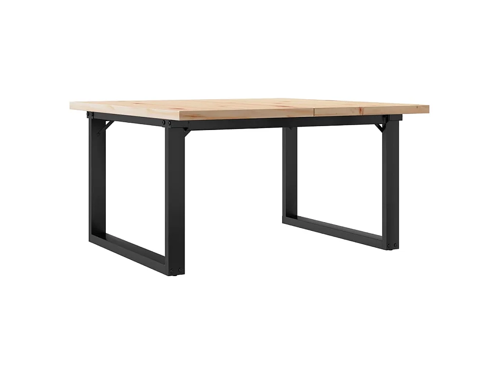 Table basse cadre en O 80x80x45,5cm bois de pin massif et acier
