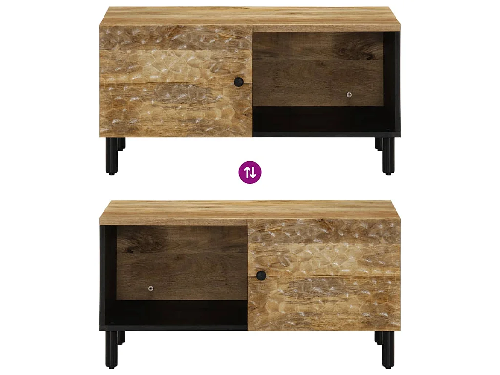 Mesa de centro de madera maciza de mango 80x50x40 cm