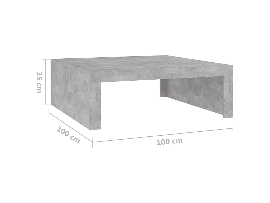 Tavolino da Salotto Grigio Cemento 100x100x35 cm Truciolato