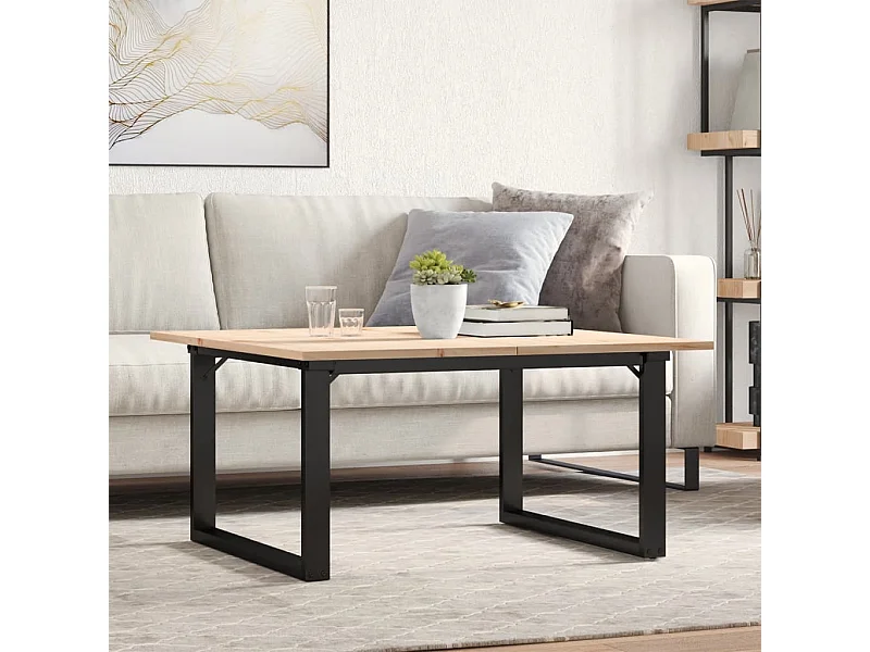 Salontafel O-frame 90x90x45 cm massief grenenhout en staal