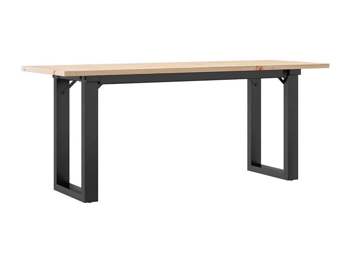 Tavolino Salotto Telaio a O 110x40x45cm Legno Pino e Acciaio