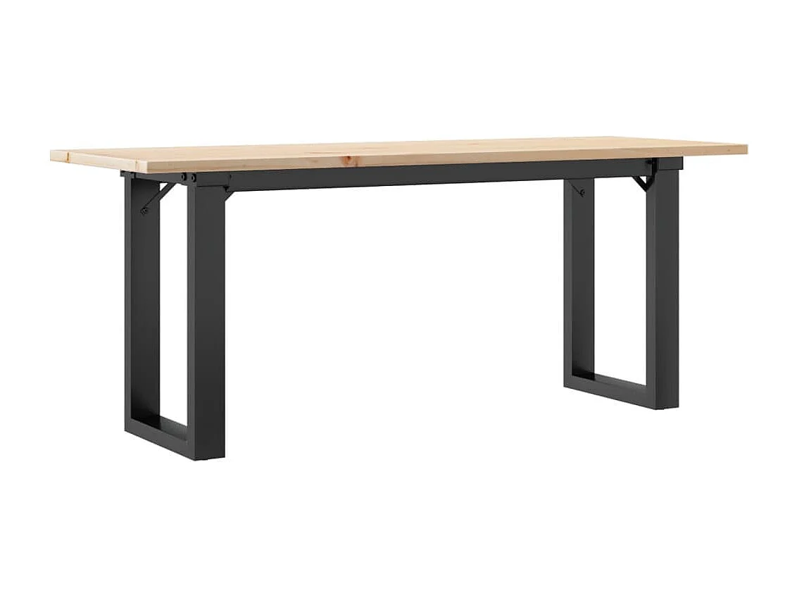 Tavolino Salotto Telaio a O 110x40x45cm Legno Pino e Acciaio