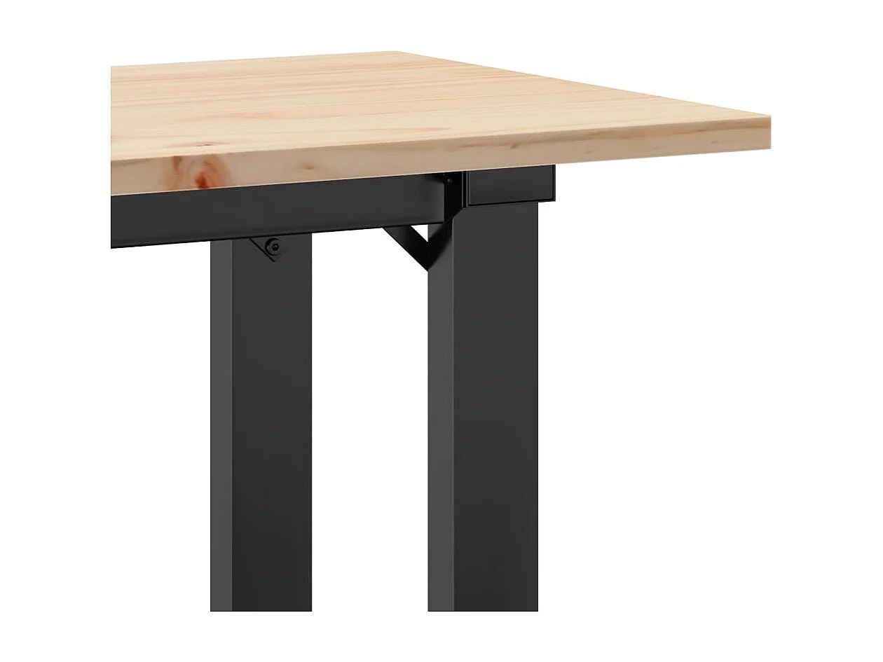 Tavolino Salotto Telaio a O 110x40x45cm Legno Pino e Acciaio