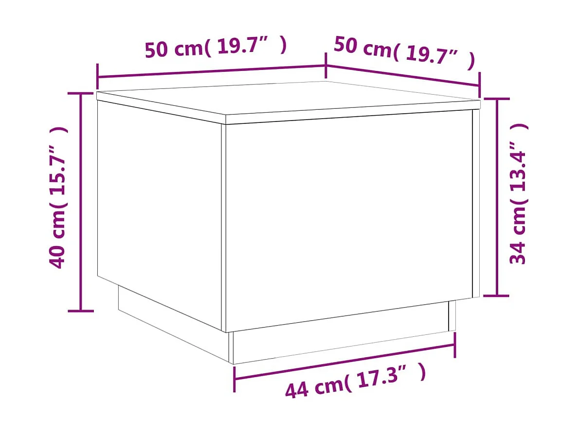 Table basse avec lumières LED noir 50x50x40 cm