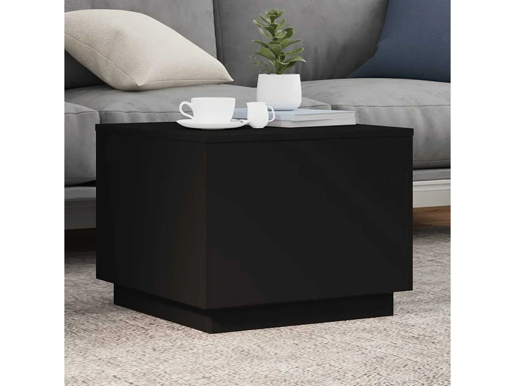 Tavolino da Salotto con Luci LED Nero 50x50x40 cm