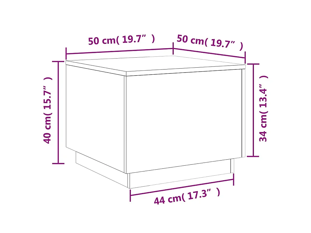Tavolino da Salotto con Luci LED Nero 50x50x40 cm