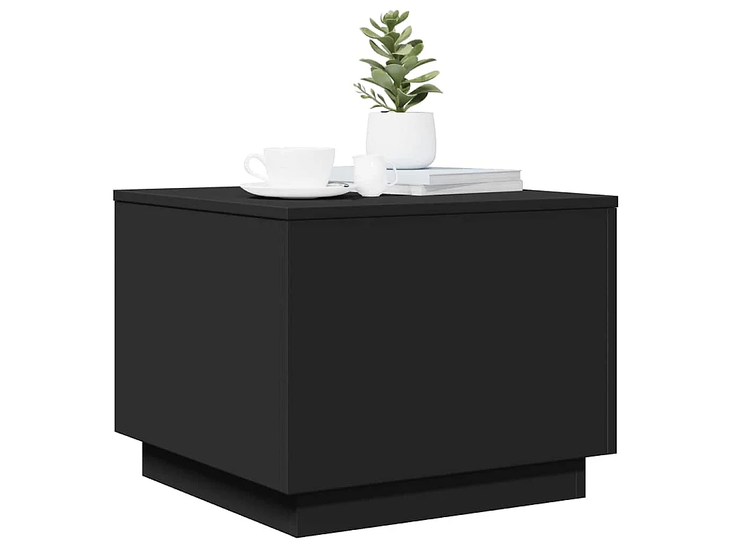 Tavolino da Salotto con Luci LED Nero 50x50x40 cm