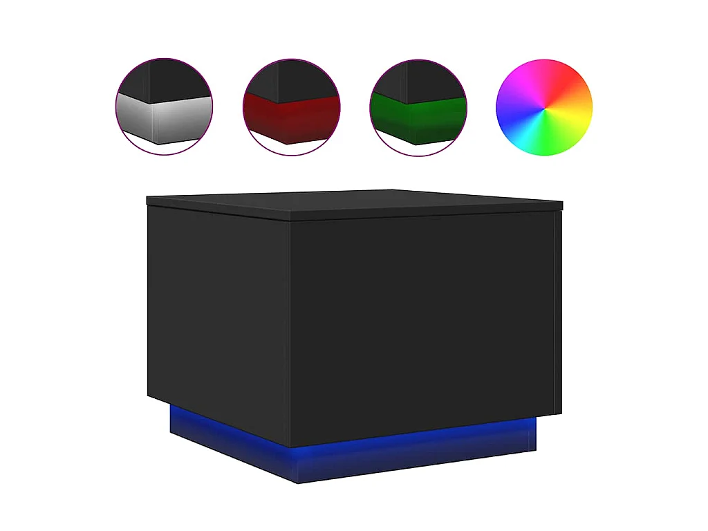 Salontafel met LED-verlichting 50x50x40 cm zwart
