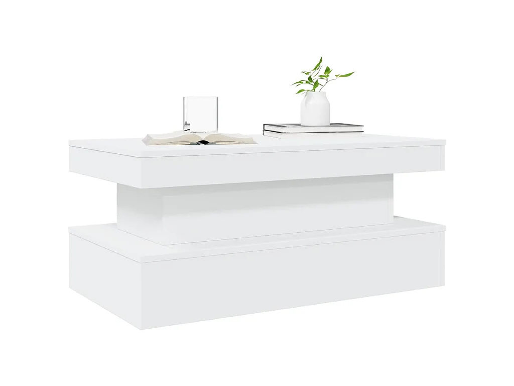 Mesa de centro com luzes LED 90x50x40 cm branco