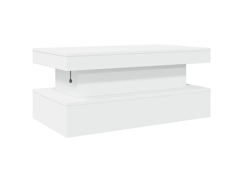 Mesa de centro com luzes LED 90x50x40 cm branco