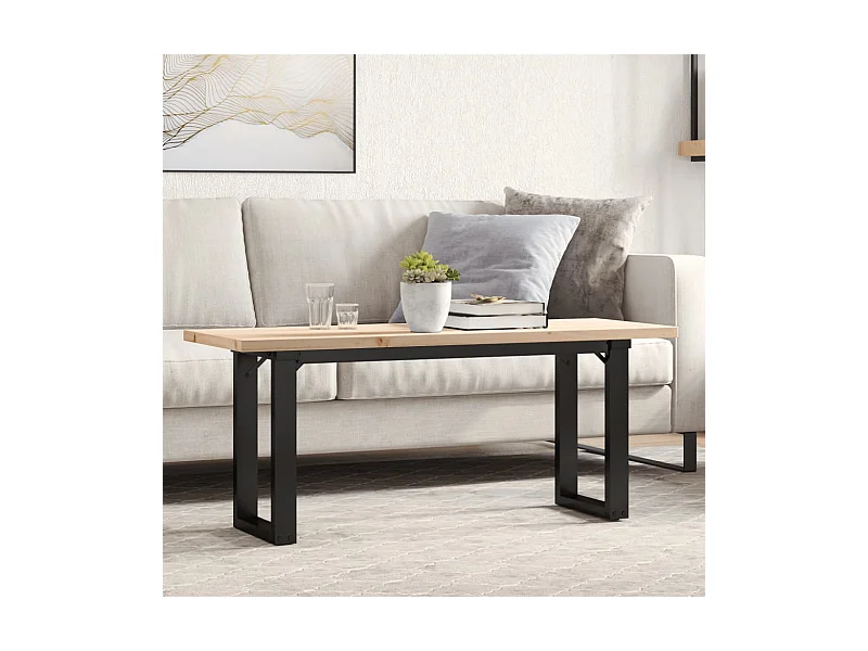 Table basse cadre en O 110x40x45,5 cm bois de pin massif acier