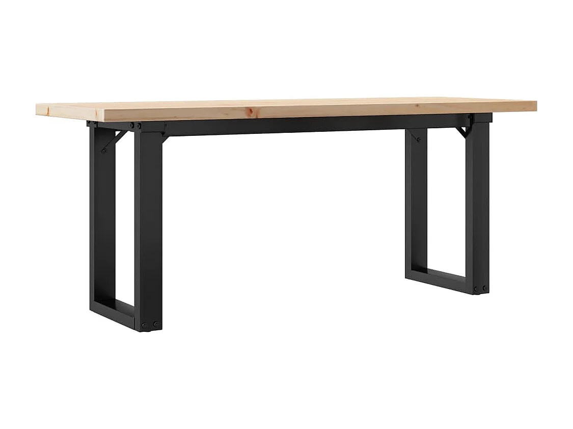 Tavolino Salotto Telaio a O 110x40x45,5 cm Legno Pino e Acciaio