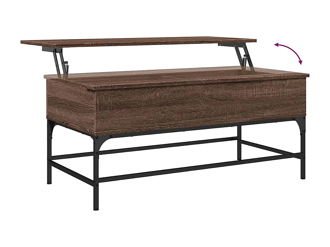 Tavolino Rovere Marrone 100x50x45cm Legno Multistrato e Metallo