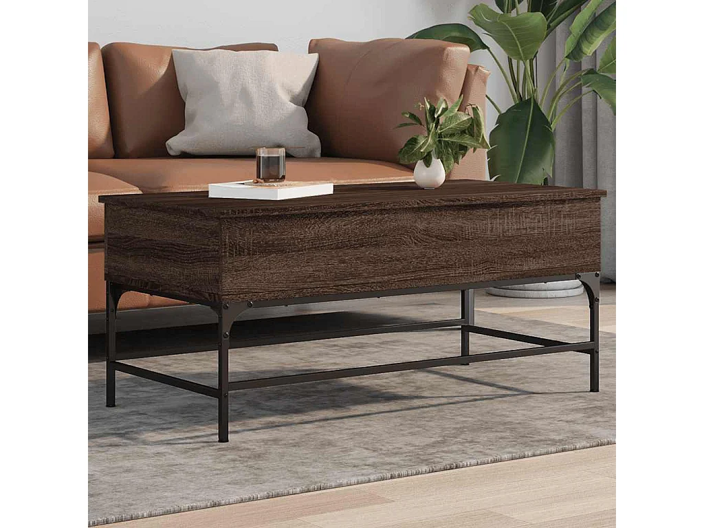 Mesa centro 100x50x45cm deriv. madeira/metal carvalho castanho