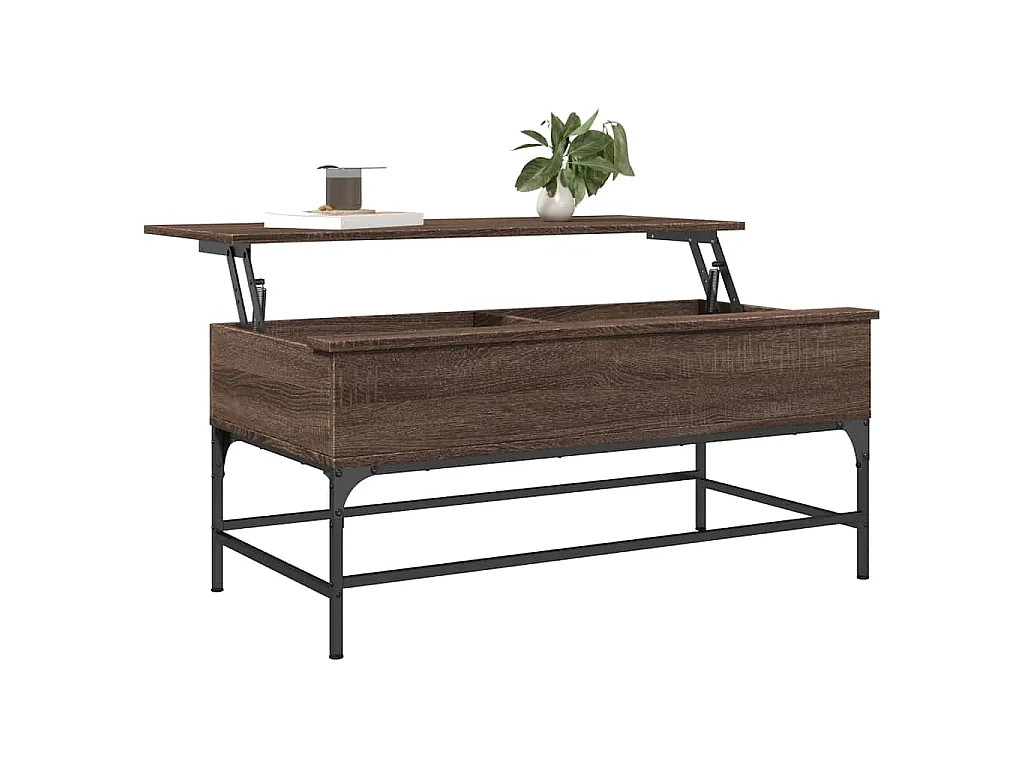 Mesa centro 100x50x45cm deriv. madeira/metal carvalho castanho