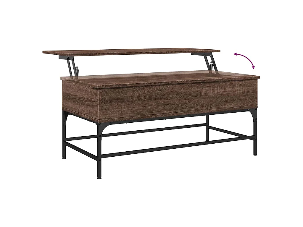 Mesa centro 100x50x45cm deriv. madeira/metal carvalho castanho