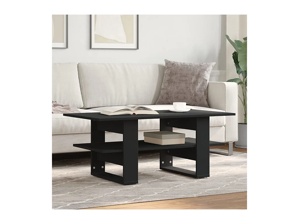 Tavolino da Salotto Nero 102x55x42 cm in Legno Multistrato