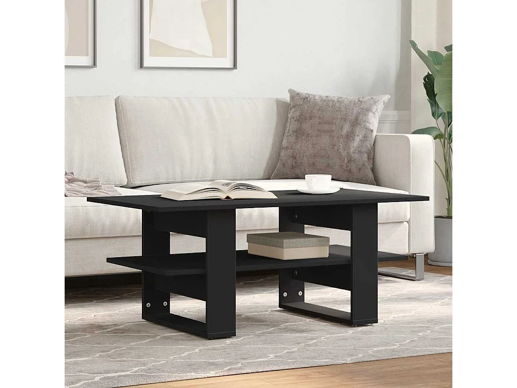 Table basse noir 102x55x42 cm bois d'ingénierie