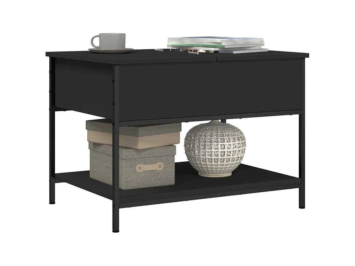 Salontafel 70x50x50 cm bewerkt hout en metaal zwart