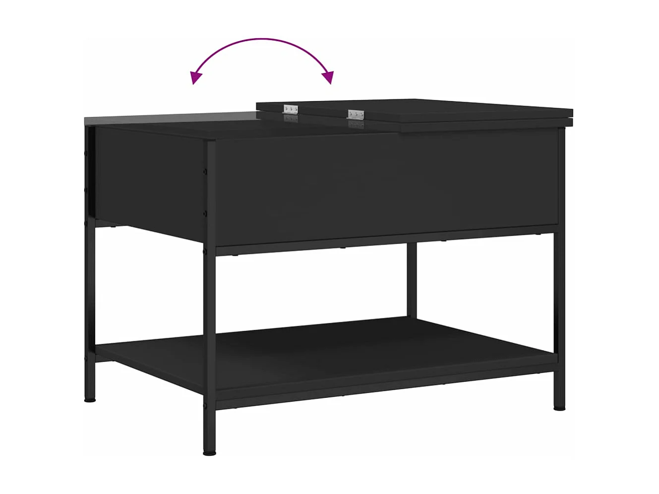 Table basse noir 70x50x50 cm bois d'ingénierie et métal