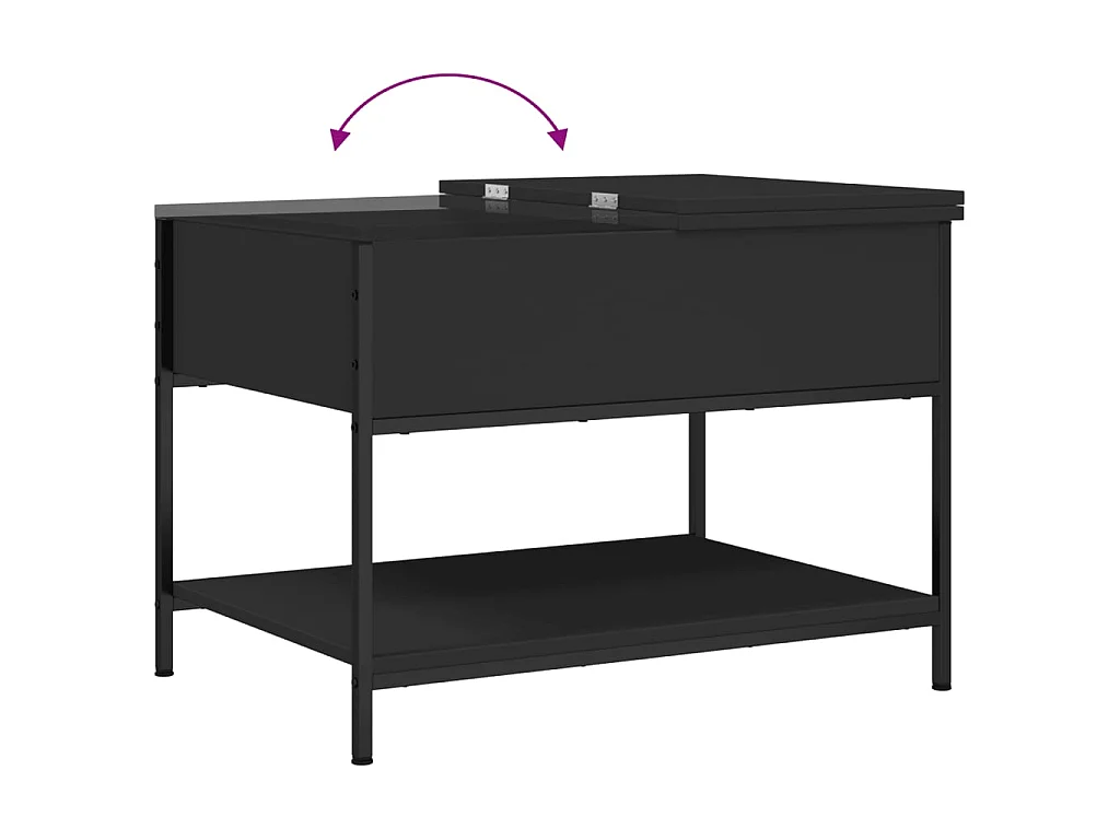 Salontafel 70x50x50 cm bewerkt hout en metaal zwart