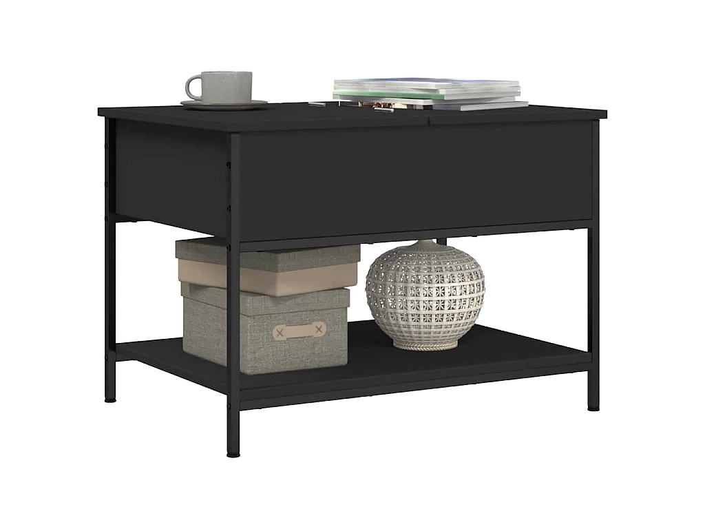 Table basse noir 70x50x50 cm bois d'ingénierie et métal