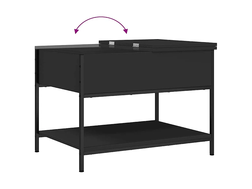 Table basse noir 70x50x50 cm bois d'ingénierie et métal