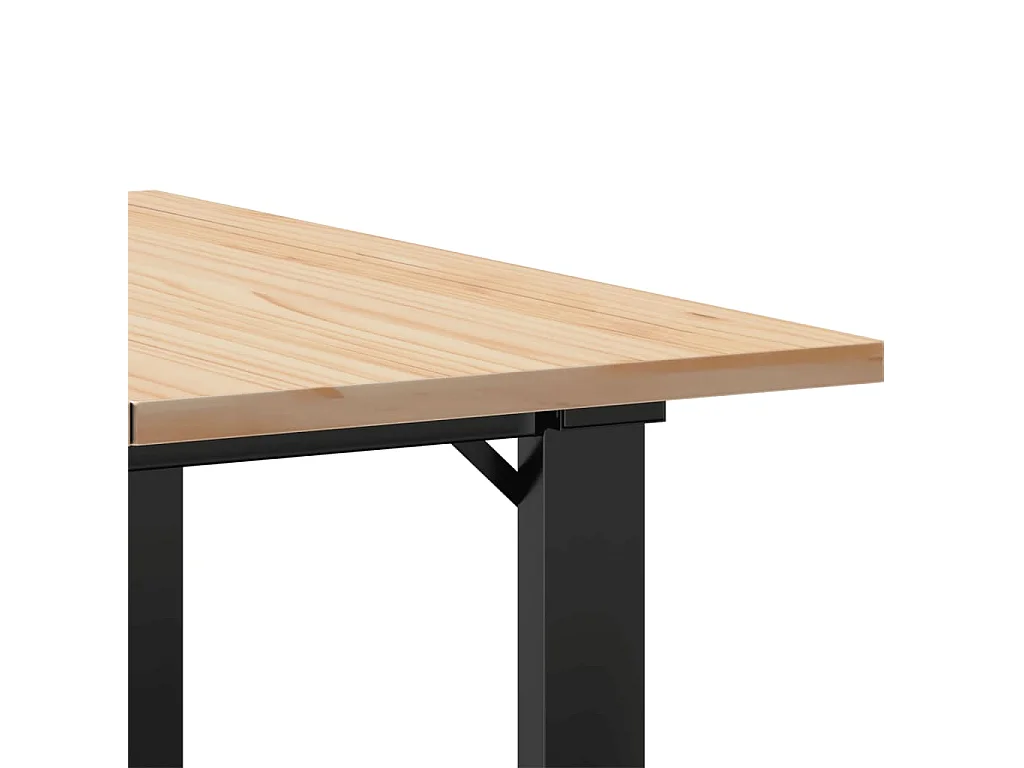 Table basse cadre en O 70x70x40 cm bois de pin massif et acier