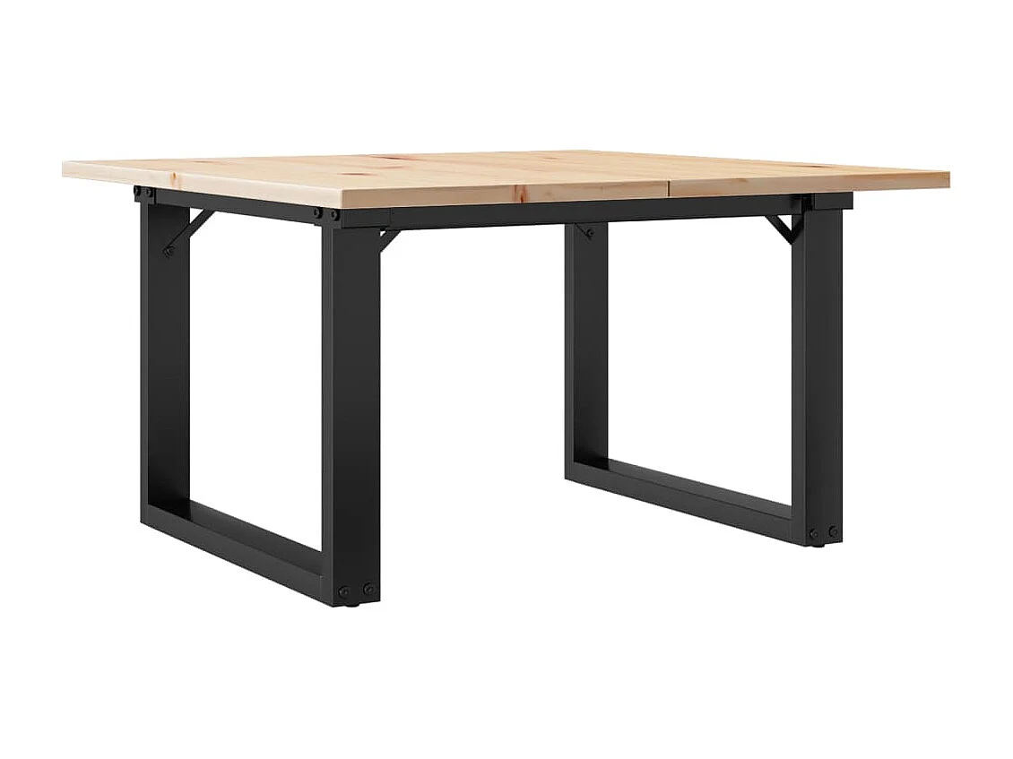 Table basse cadre en O 70x70x40 cm bois de pin massif et acier
