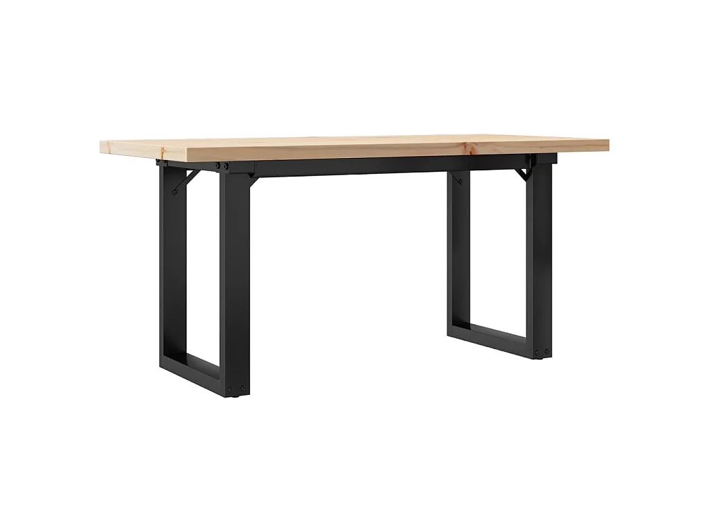 Mesa de centro marco O madera maciza pino y acero 90x40x45,5 cm