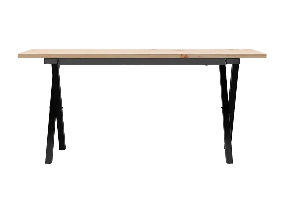 Table basse cadre en X 100x50x45 cm bois de pin massif et acier