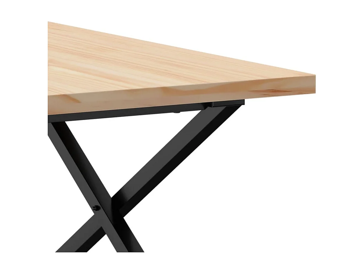 Table basse cadre en X 90x90x45,5cm bois de pin massif et acier