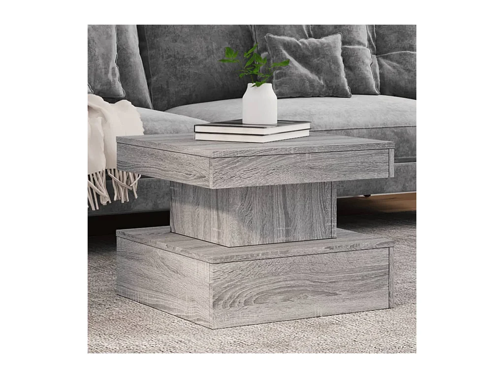 Table basse avec lumières LED sonoma gris 50x50x40 cm