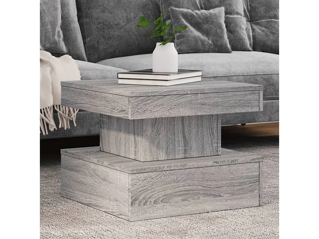 Mesa de centro com luzes LED 50x50x40 cm sonoma cinza-claro