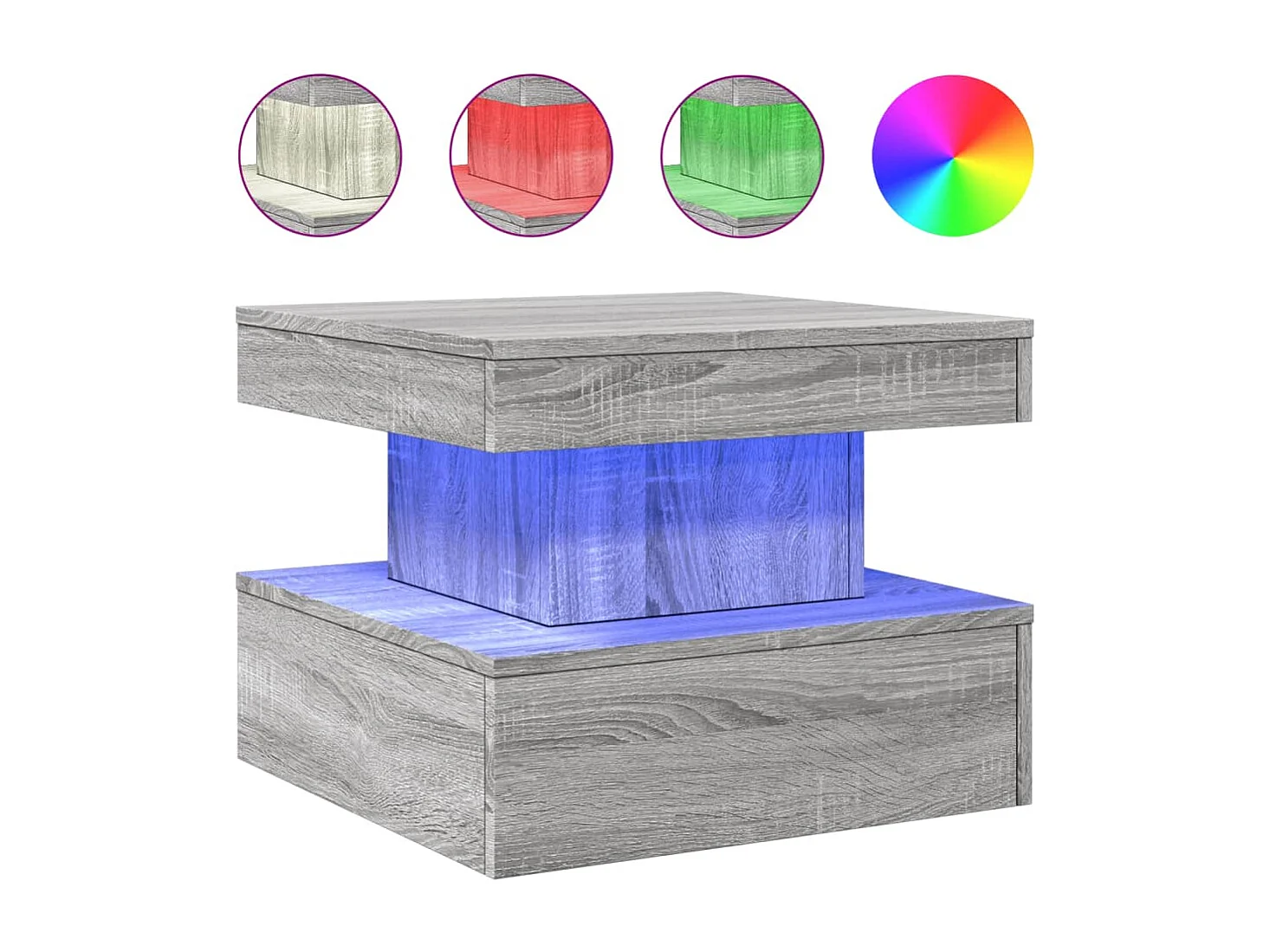 Mesa de centro com luzes LED 50x50x40 cm sonoma cinza-claro