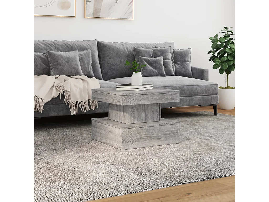 Mesa de centro com luzes LED 50x50x40 cm sonoma cinza-claro