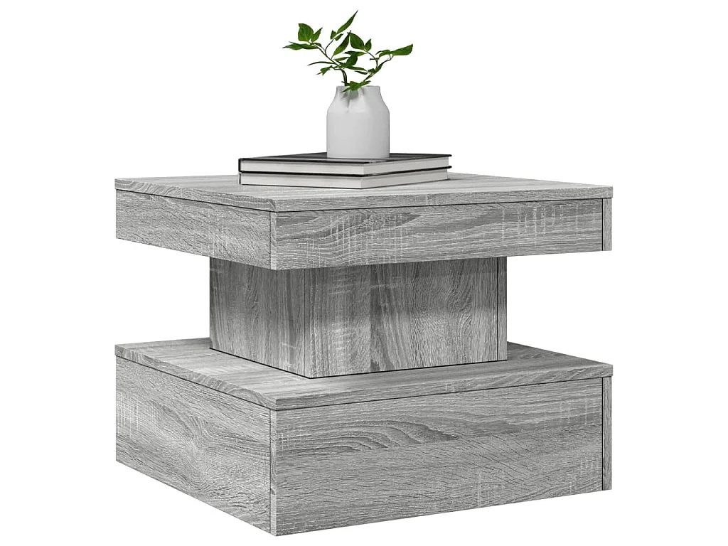 Salontafel met LED-verlichting 50x50x40 cm grijs sonoma eiken