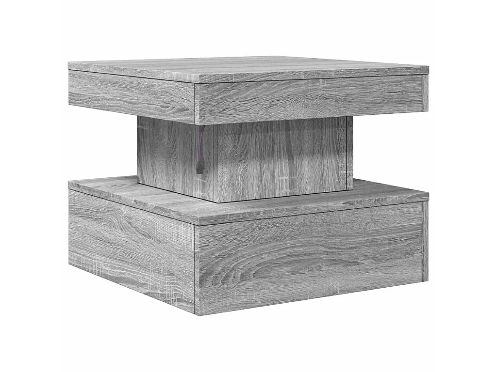 Salontafel met LED-verlichting 50x50x40 cm grijs sonoma eiken