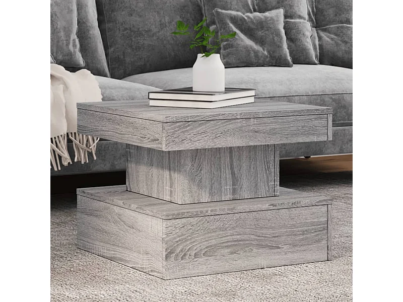 Couchtisch mit LED-Leuchten Grau Sonoma 50x50x40 cm
