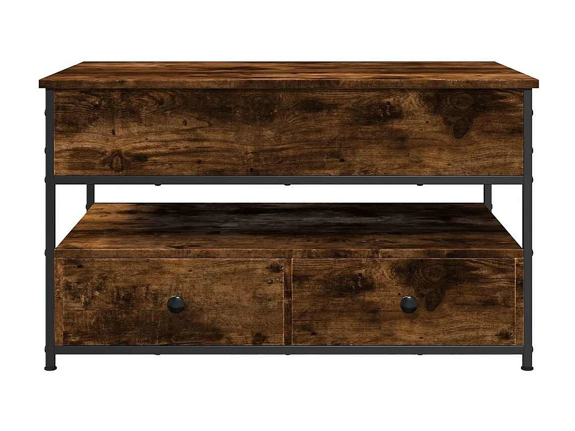 Table basse chêne fumé 85x50x50 cm bois d'ingénierie et métal