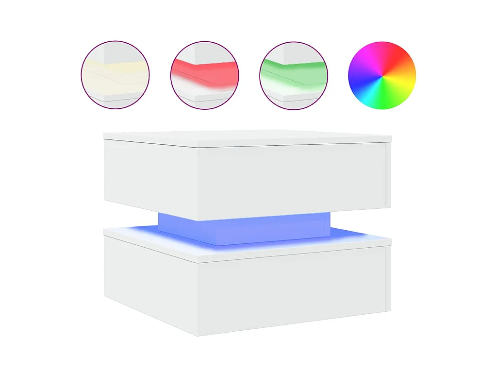Salontafel met LED-verlichting 50x50x40 cm wit