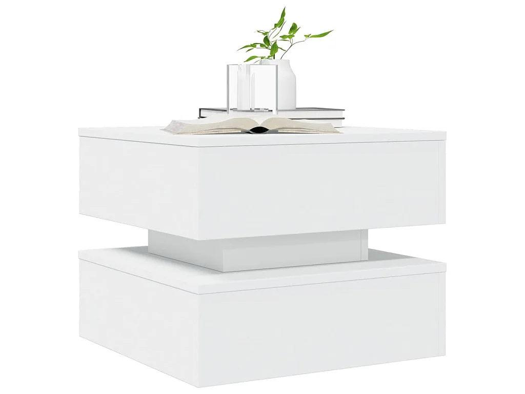 Salontafel met LED-verlichting 50x50x40 cm wit