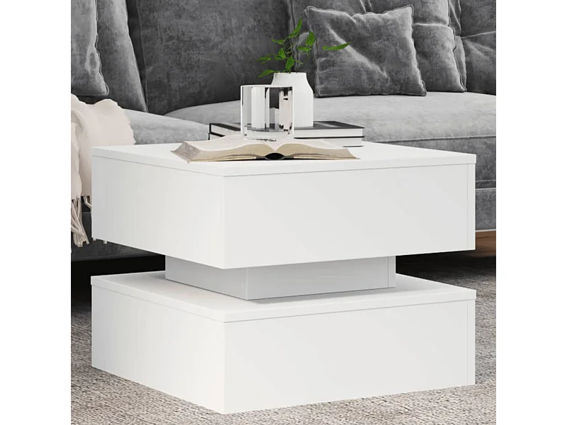 Couchtisch mit LED-Leuchten Weiß 50x50x40 cm