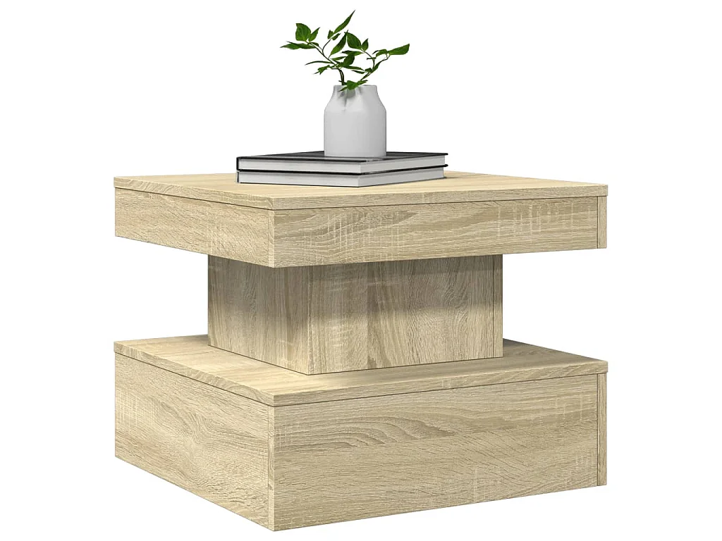 Table basse avec lumières LED chêne sonoma 50x50x40 cm