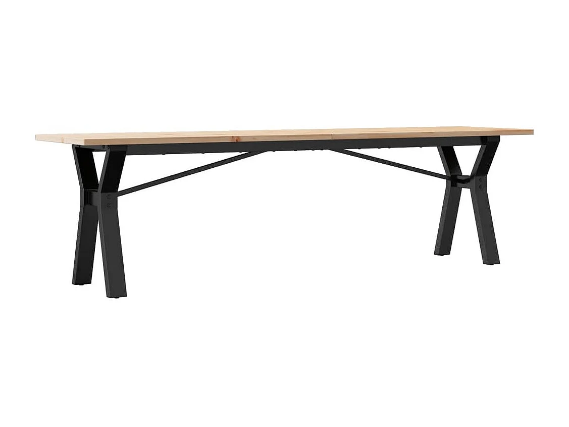 Tavolino Salotto Telaio a Y 160x40x45 cm Legno Pino e Acciaio