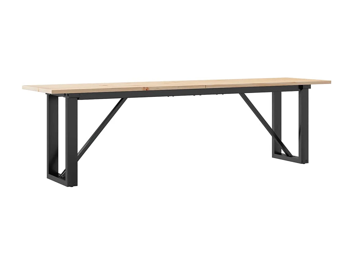 Tavolino Salotto Telaio a O 160x40x45cm Legno Pino e Acciaio
